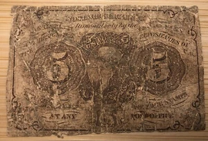 1862-3 Antique 5c Fractional Currency Note Thomas Jefferson with Monogram - Picture 1 of 2