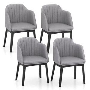 4PCS Modern Dining Chairs Upholstered Velvet Accent Chairs w/ Curved Backrests - Picture 1 of 9