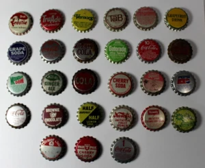 Vintage Lot Of 27 Different Original Bottle Caps Some Cork Back Vintage Soda Pop - Picture 1 of 16