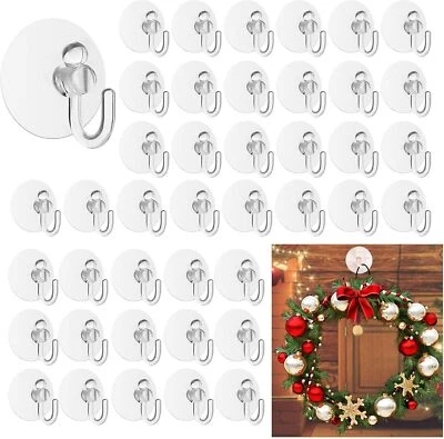 MARKENLOS 42 Stück Saugnapf 40 mm für Bad Küche mit Kunststoff-Haken transparent Saugnäpfe