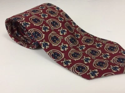 Gravata paisley de seda vermelha Neiman Marcus Richel feita à mão na Espanha 56L 3,5"W - Imagem 1 de 4