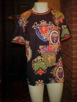 NWOT MENS DOLCE & GABBANA SHORT SLEEVE SILK TEE SHIRT MULTICOLOR MEDIUM SLIM WOW - Image 1 of 4