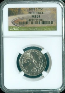 2015-S Blue Ridge Quarter NGC MS67 Quality - Picture 1 of 2
