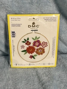 DMC Counted Cross Stitch Kit Japanese Flowers w/Hoop #BK1913 - Picture 1 of 2