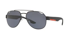 POLARIZED NEW PRADA Linea Rossa Black Grey Sunglasses SPS 57U DG0 5Z1 PS 57US - Picture 1 of 6