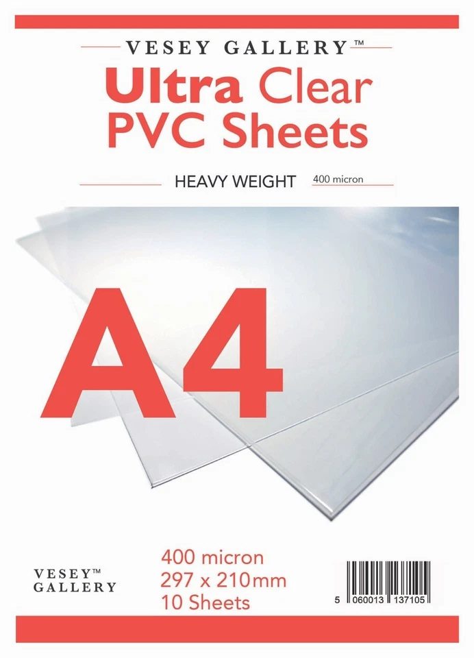 Clear Acetate PVC. 10 Sheets Heavy 400 Micron. A4 to A1 - Image 1 of 1