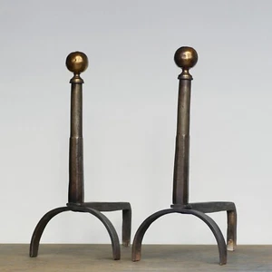 Monumental Fireplace Andirons - Italian Production - Minimalist Design - Imagen 1 de 23
