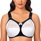 Women's Full Coverage Minimizer Bra Plus Size Non-Padded Lace Wirefree Bras C-I