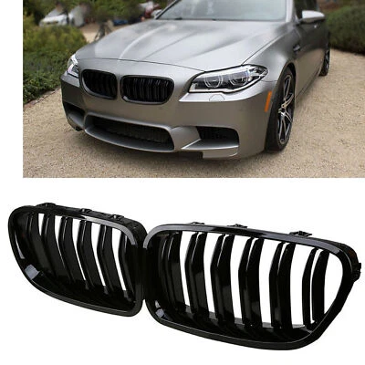 Rejilla delantera negra brillante para BMW F10 528i 535i 550i M5 2010-2017 2 piezas Foto 1 de 4