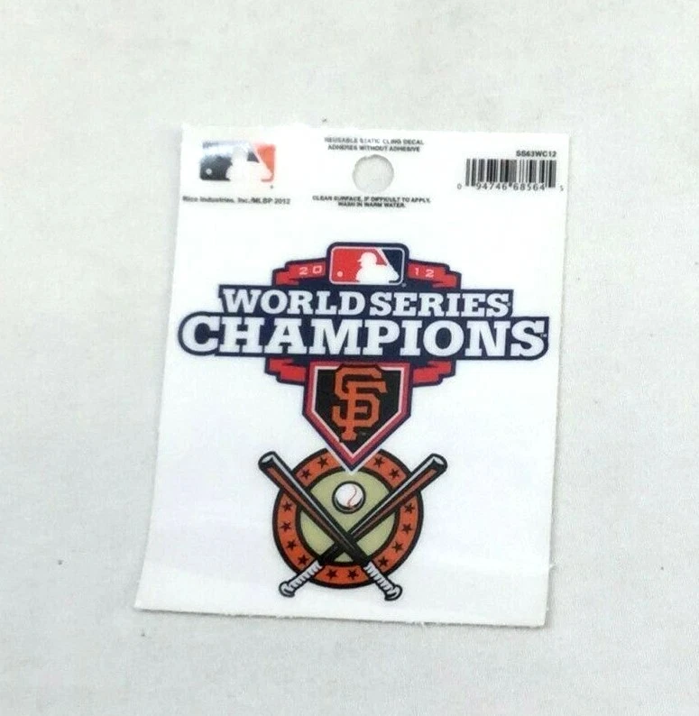 San Francisco Giants 2012 World Series Champions Static Cling Window Decal 3x4 - Image 1 of 1