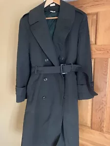 Vintage 70s US Army Wool Gabardine Serge Green Overcoat AG-44 Trench Coat 38R - Picture 1 of 5