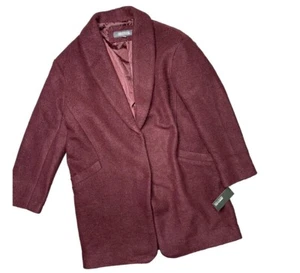 Kenneth Cole Reaction Womens Size Large Burgundy Wool blend coat NWT - Picture 1 of 8