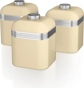 Latas de almacenamiento de cocina retro Swan SWKA1020CN, hierro, crema, juego de 3 - Imagen 1 de 3