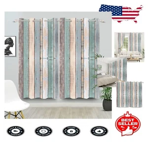 Rustic Barn Door Curtains - 42x84 in. Blackout Drapes, 2 Panels for Vintage Home - Picture 1 of 9