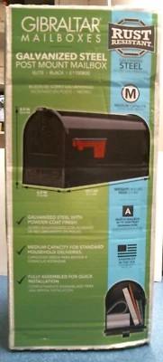 Gibraltar Standard Size Galvanized Black Mailbox (E1100B00) FS - Image 1 of 4
