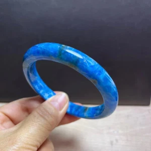 60mm Natural Gem quality Light Blue Apatite Crystal Bangle Bracelet Handmade - Picture 1 of 6
