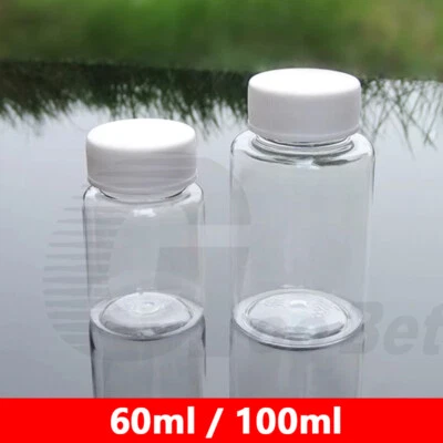 60ml 100ml Round PET Plastic Fruit Juice Smoothie Bottle Jar with Lid Cap Clear - Image 1 of 4