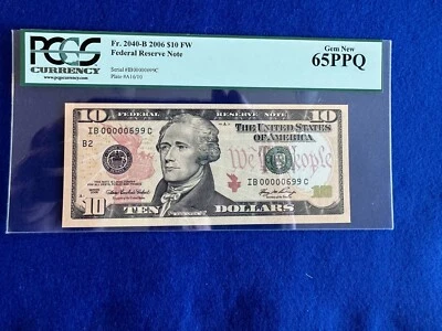 2006 - Low Serial # - $10 Federal Reserve Note - 65PPQ - Gem New (Item #24) - Image 1 of 2