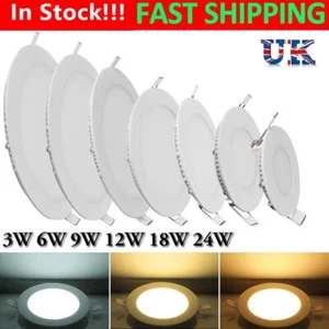 3W 6W 9W 12W 18W 24W LED Panel Light Round Recessed Ceiling Down Lights UK Stock - Picture 1 of 17