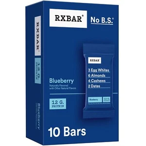 RXBAR Blueberry Protein Bars Gluten Free High Protein Snack 10 Count - Picture 1 of 13