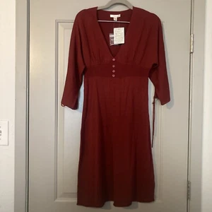 Rust Orange/ Red  Knit Midi Sweater Dress | Lux Urban Outfitters Size Med NWT - Picture 1 of 13