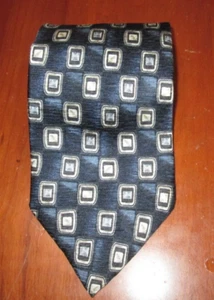 Daniel De Fasson Blue Geometric Tie Hand Made 100% Silk 59" Long 4" Wide T-1 - Picture 1 of 6