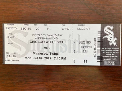 Paul Konerko Bobblehead Chicago White Sox Twins Triple Play TICKET STUB 7/4/22 Cover