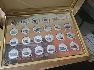 Juego de 22 monedas de plata conmemorativas de los Juegos Olímpicos de Beijing 2008 plata 999, caja original - Imagen 1 de 14