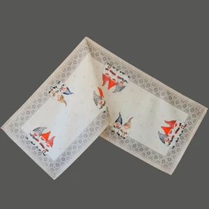 Tischläufer Wichtel Weihnachten 40x90 40x140cm eckig grau-bunt Leinenoptil 145 - Bild 1 von 4