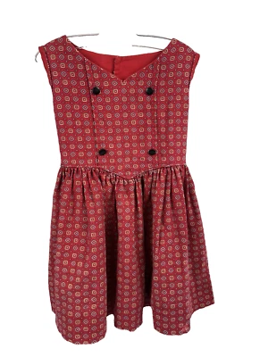 Vestido jersey vintage de los años 40 para niñas rojo estampado geométrico utilería  Foto 1 de 4