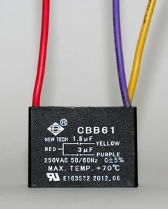 CEILING FAN CAPACITOR CBB61 1.5uf+3uf 3 WIRE More than 1600+ sold - Picture 1 of 1