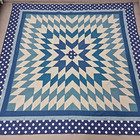 Handmade Blue Alaska Cotton Fabric Queen Size Patchwork quilt top/topper
