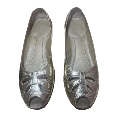 Zapatos planos de ballet Amalfi By Rangoni de cuero dorado metálico punta abierta talla 8M Foto 1 de 4