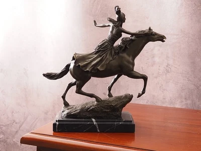 Sculpture En Bronze « Princesse Guerrière Sur Cheval » – Signée – Vintage - Photo 1/4