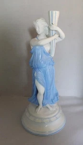 C.19th Parian Porcelain Figure of a Woman: 29.5 cm high: Blue Enamel Detail A/F - Picture 1 of 16