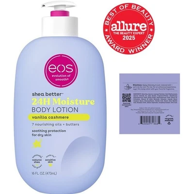 Loción corporal Eos Shea Better vainilla cachemir 24 horas hidratación cuidado de la piel 16 fl oz Foto 1 de 4