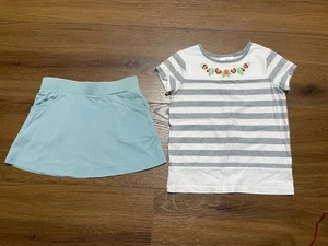 Lot of 2 Hanna Andersson Items Blue Skort Elastic Waist & Striped Top size 110 - Picture 1 of 7
