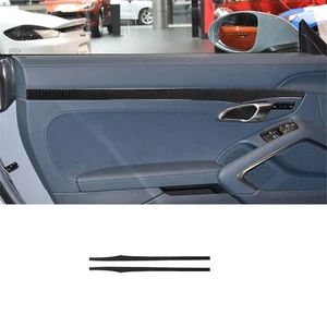 2X Carbon Fiber Door Panel Strips Cover Trim For Porsche 718 2016-2022 - Picture 1 of 13