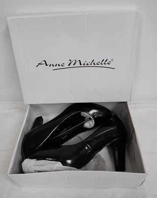 Anne Michelle UK8 Black Patent Shoes - SHP19 - Image 1 of 4