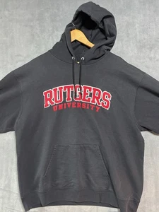 Rutgers University Champion Eco Fleece Pullover Hoodie Sweatshirt schwarz Gr. XL - Bild 1 von 10