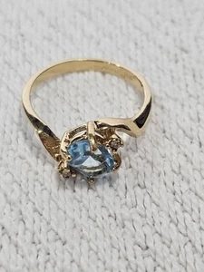 14 Karat Gold Electric Plated/ Gold Plated Women's Ring Bluestone Great Conditio - Picture 1 of 7