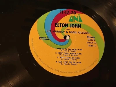 Elton John 17-11-70  LP Vinyl Record (UNI) Foto 1 de 4