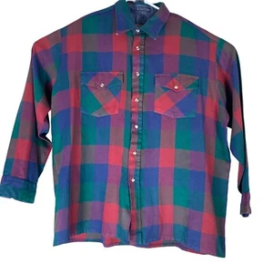 Camisa vintage a cuadros talla XL para hombre con botones pesos de invierno de Van Heusen - Imagen 1 de 7