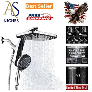 High Pressure Rain Shower Head: Upgrade Shower Heads with Handheld Spray Comb... - Picture 1 of 8