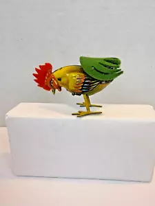 Vintage Wind Up Germany Tin Rooster Toy with Felt Comb & Tail Missing Key - Picture 1 of 6