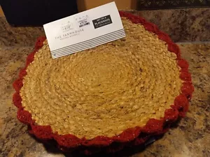 Set of 4 Rachel Ashwell The Farmhouse Placemats 15"dia. 97% Jute 3% Cot Red/Brwn - Picture 1 of 23