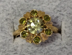 70s Vintage Avon Peridot Rhinestone Cluster Ring Designer Etsy Size 5.5 - Picture 1 of 6