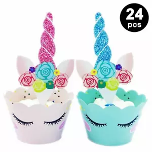 Unicorn Theme Cupcake Topper and Wrapper 12PK | Birthday Party Cake Decorations - Picture 1 of 6