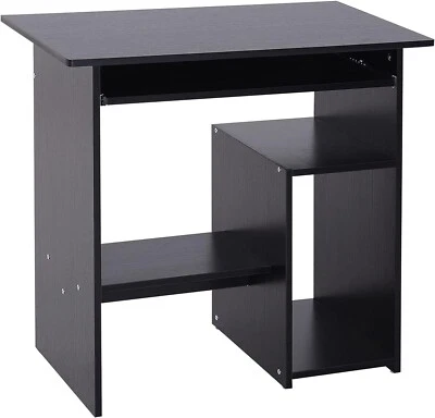 Black Computer Table Desk Sliding Keyboard Tray Storage Shelf Space Saving Unit - Image 1 of 4