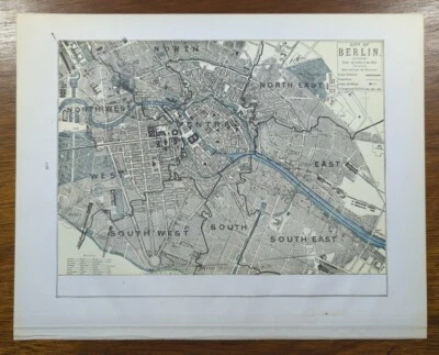 Vintage 1892 BERLIN GERMANY Map 14"x11" ~ Old Antique Original NICHOLAS QUARTER - Image 1 of 4